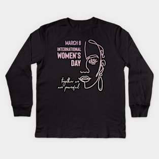 International Women's Day March 8 Women's History Month WOC Kids Long Sleeve T-Shirt